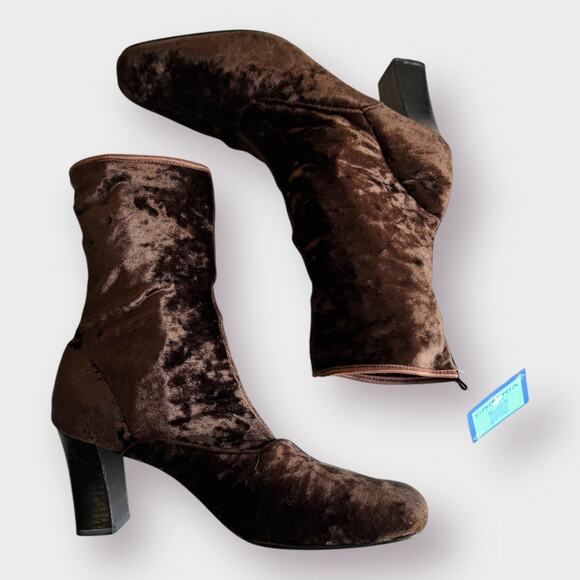 Y2K Caparros brown velvet ankle booties‎ - Picture 2 of 7